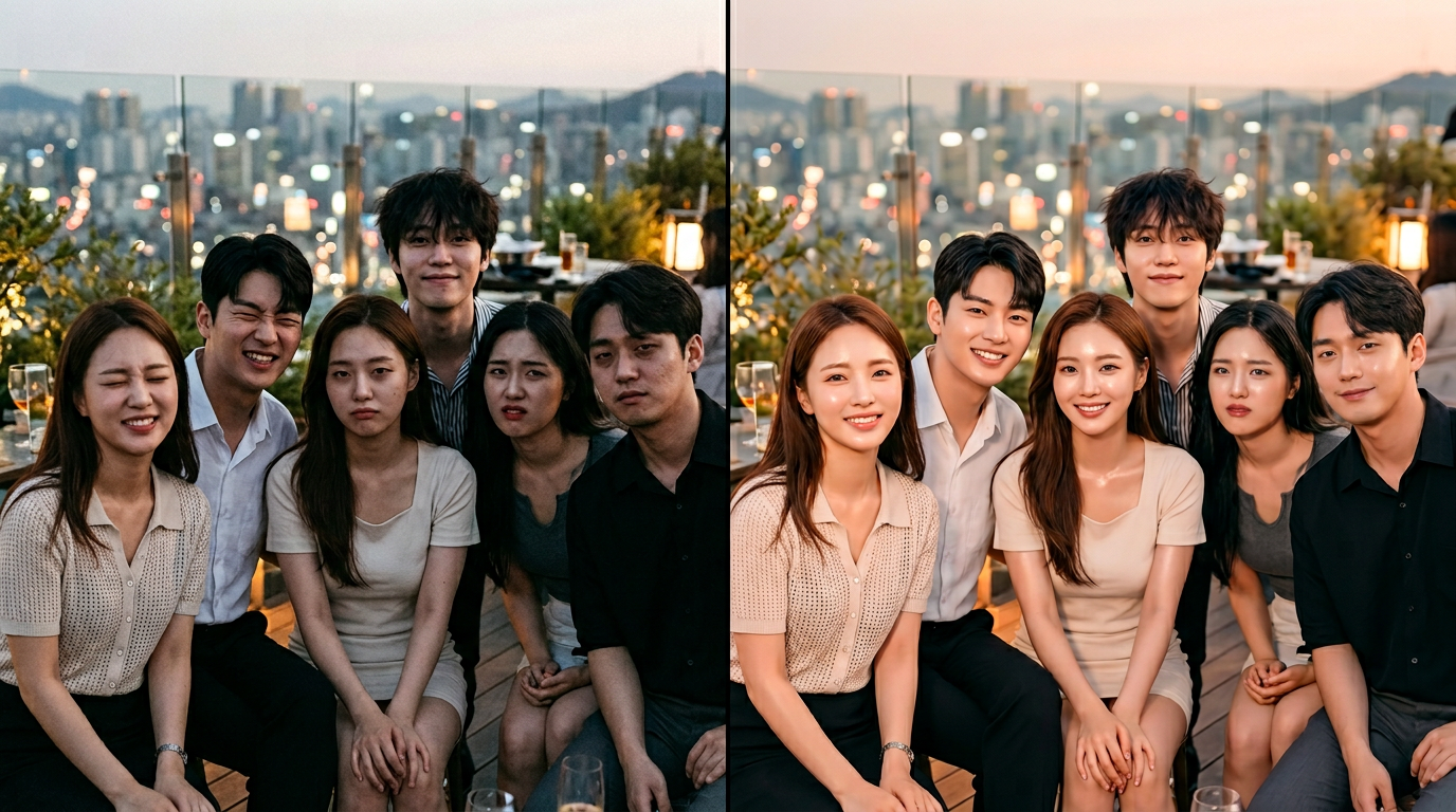 단체 사진 보정